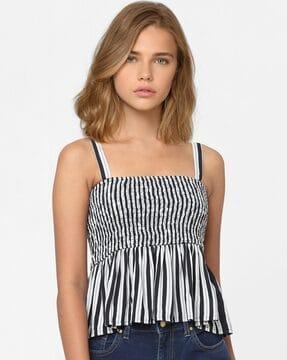 striped smoked peplum top