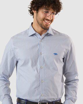 striped spread-collar shirt