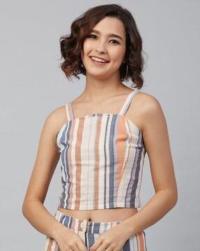 striped square-neck top