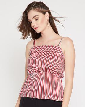 striped square-neck top