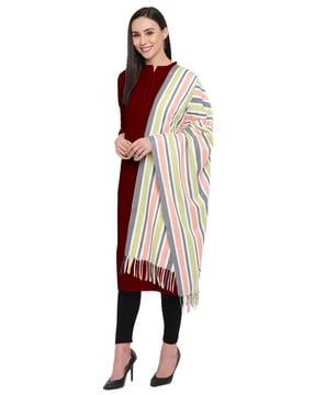 striped stole with fringes