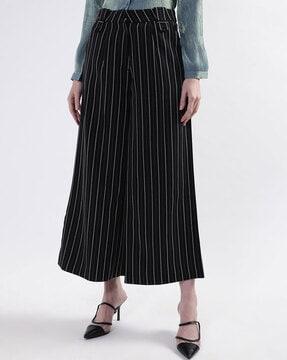 striped straight fit culottes