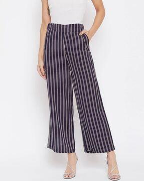 striped straight fit culottes