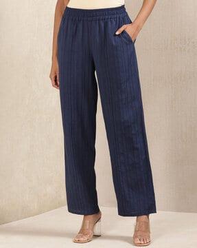 striped straight fit palazzos