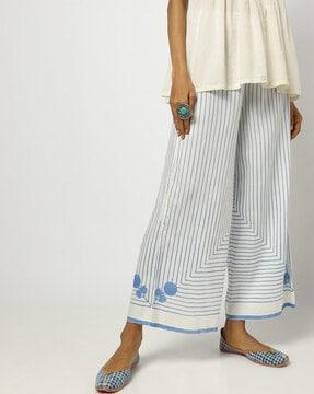 striped straight fit pants