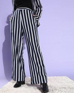 striped straight fit pants