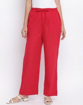 striped straight fit trousers