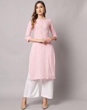 striped straight kurta & palazzos set