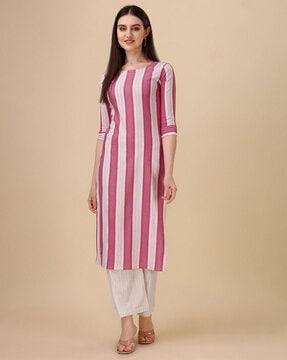 striped straight kurta & palazzos