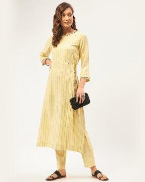 striped straight kurta pants set