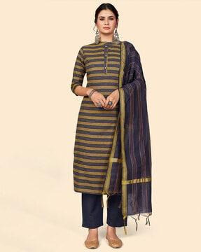 striped straight kurta set with dupatta