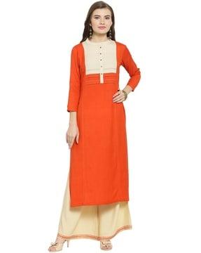 striped straight kurta set with palazzo