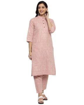 striped straight kurta set