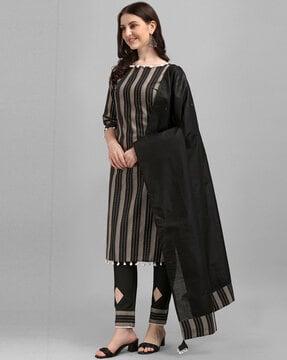 striped straight kurta set