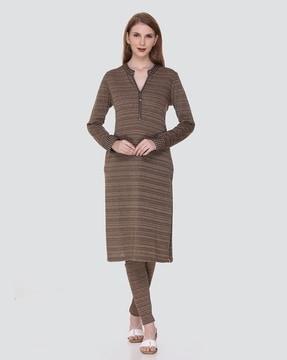 striped straight kurta set