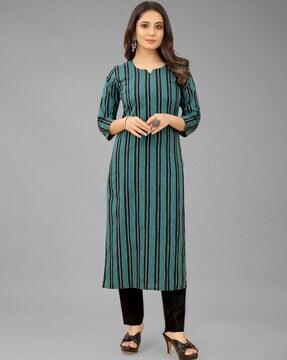 striped straight kurta set