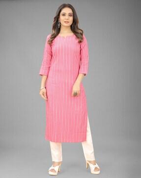 striped straight kurta set