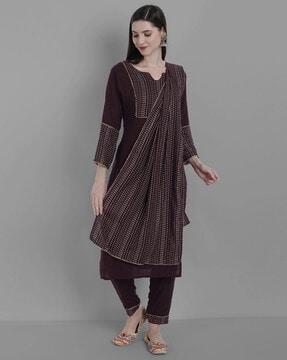 striped straight kurta set