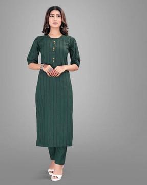 striped straight kurta set