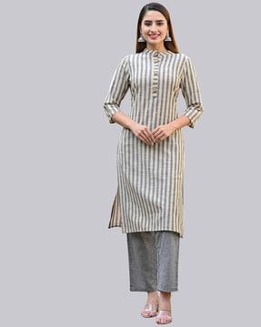 striped straight kurta set