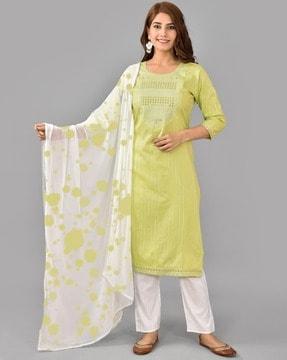 striped straight kurta set