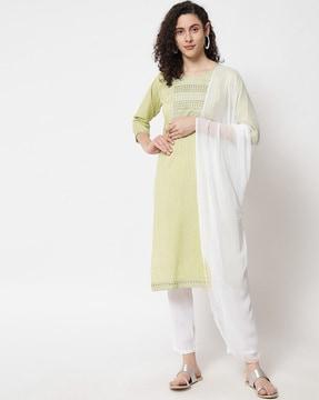 striped straight kurta set