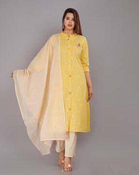 striped straight kurta set