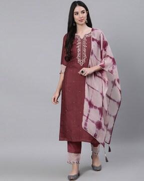 striped straight kurta set