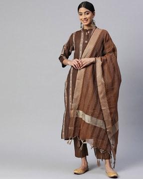 striped straight kurta set