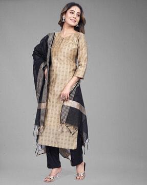 striped straight kurta set