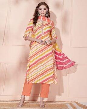 striped straight kurta set