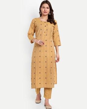 striped straight kurta set