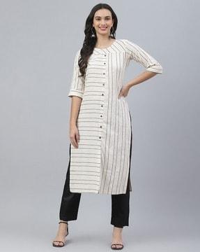 striped straight kurta set