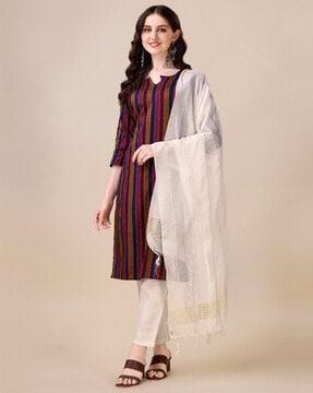 striped straight kurta set