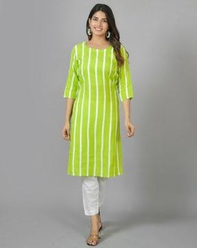 striped straight kurta set