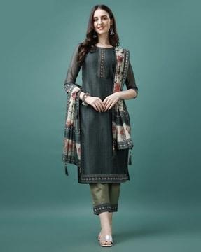 striped straight kurta set