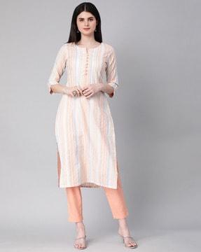 striped straight kurta set