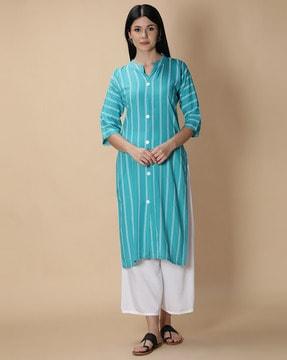 striped straight kurta suit set