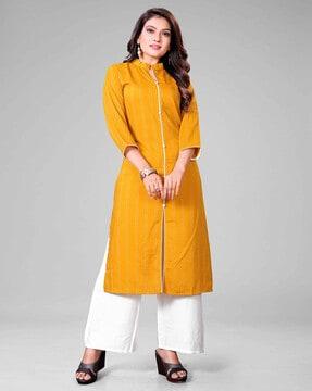 striped straight kurta suit set