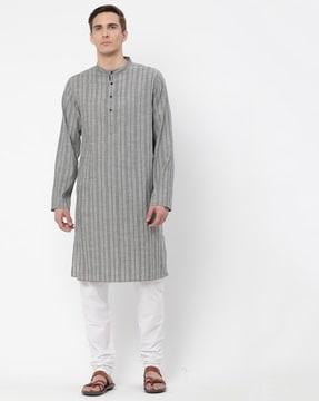 striped straight kurta with insert pocket