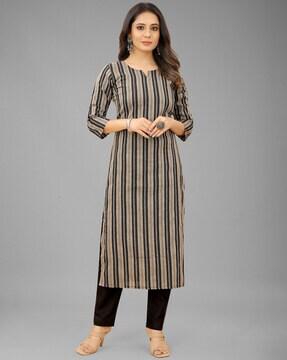 striped straight kurta with palazzo set