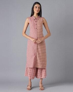 striped straight kurta with palazzos