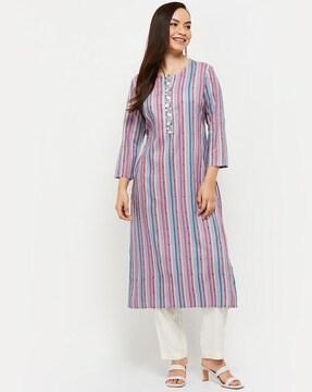 striped straight kurta with pants