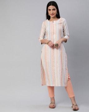 striped straight kurta with pants