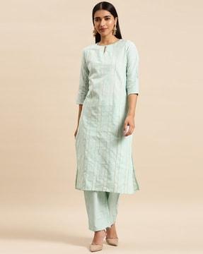 striped straight kurta with pants