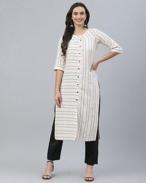 striped straight kurta with pants