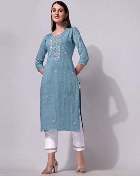 striped straight kurta with pants