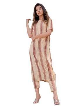 striped straight kurta with pants