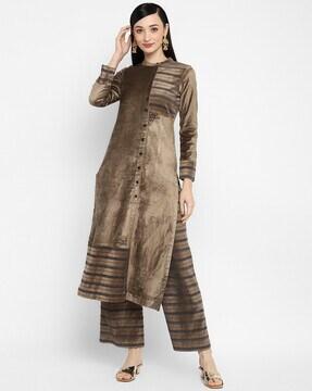 striped straight kurta with pants