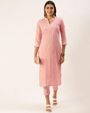 striped straight kurta with pants